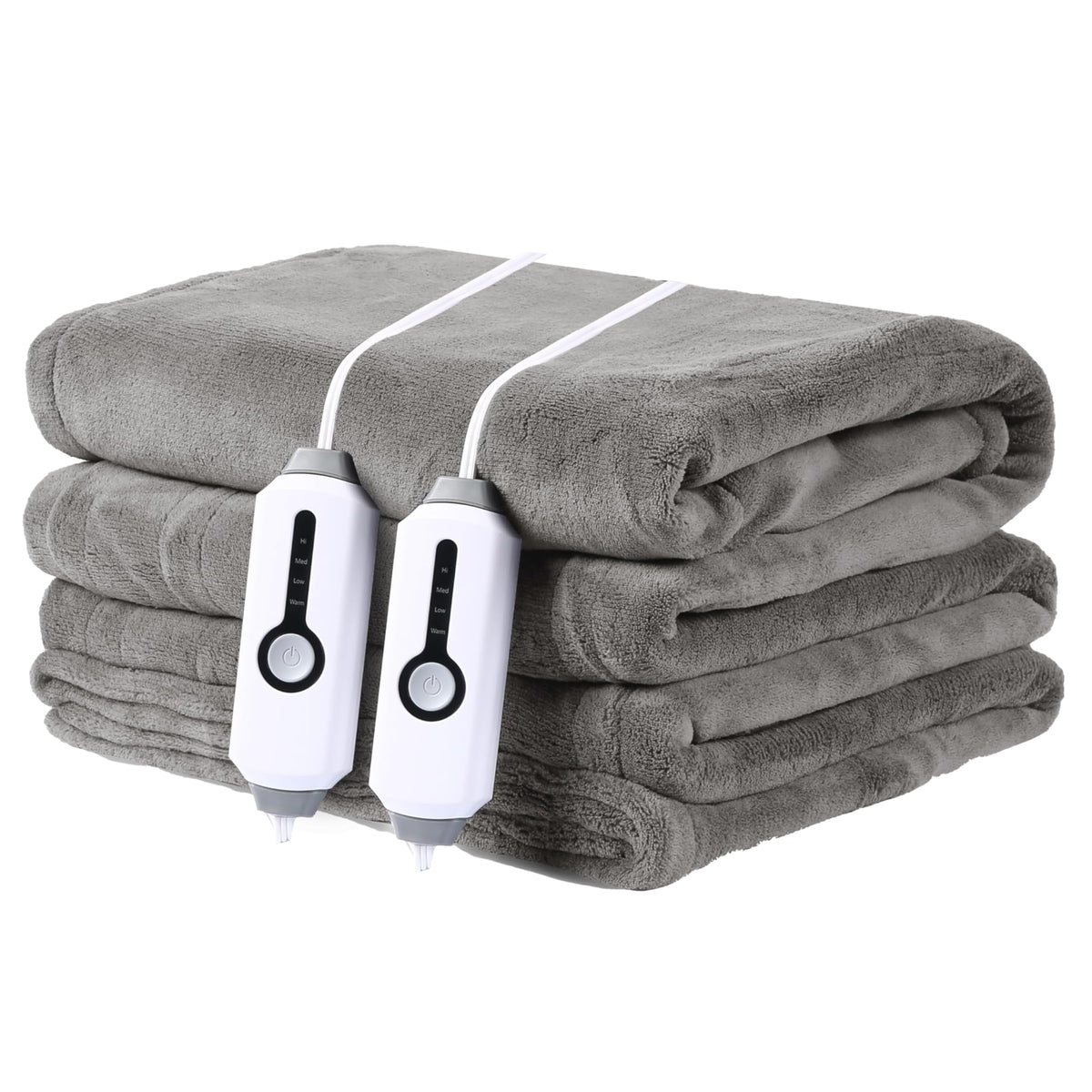 Duoduo Electric Heating Blanket Queen Size 84''X90'', Coral Fleece Dual Controllers With 4 Heating Levels & 10H Auto Off, Fcc &