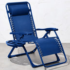 Best Choice Products Adjustable Zero Gravity Chair, Monochromatic Color Folding Patio Recliner W/Side Tray, Headrest - Marine
