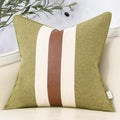 Yangest Patchwork Pillow Cover 20X20 Inch Luxury Cotton And Linen Cushion Cover Faux Leather Pillowcover For Couch Bedroom Livin