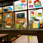 Nbjiuyin 8 Sheets Back To School Window Clings Decor Reusable Static Window Stickers Classroom Window Clings For Wall Glass Car