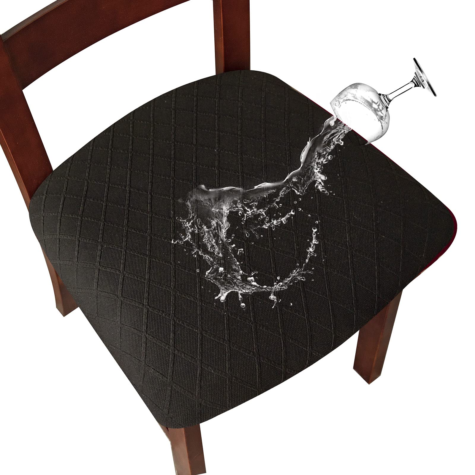 Genina Waterproof Seat Covers for Dining Room Chairs Covers Dining Chair Cover Kitchen Chair Covers (Black, 4 Pcs)