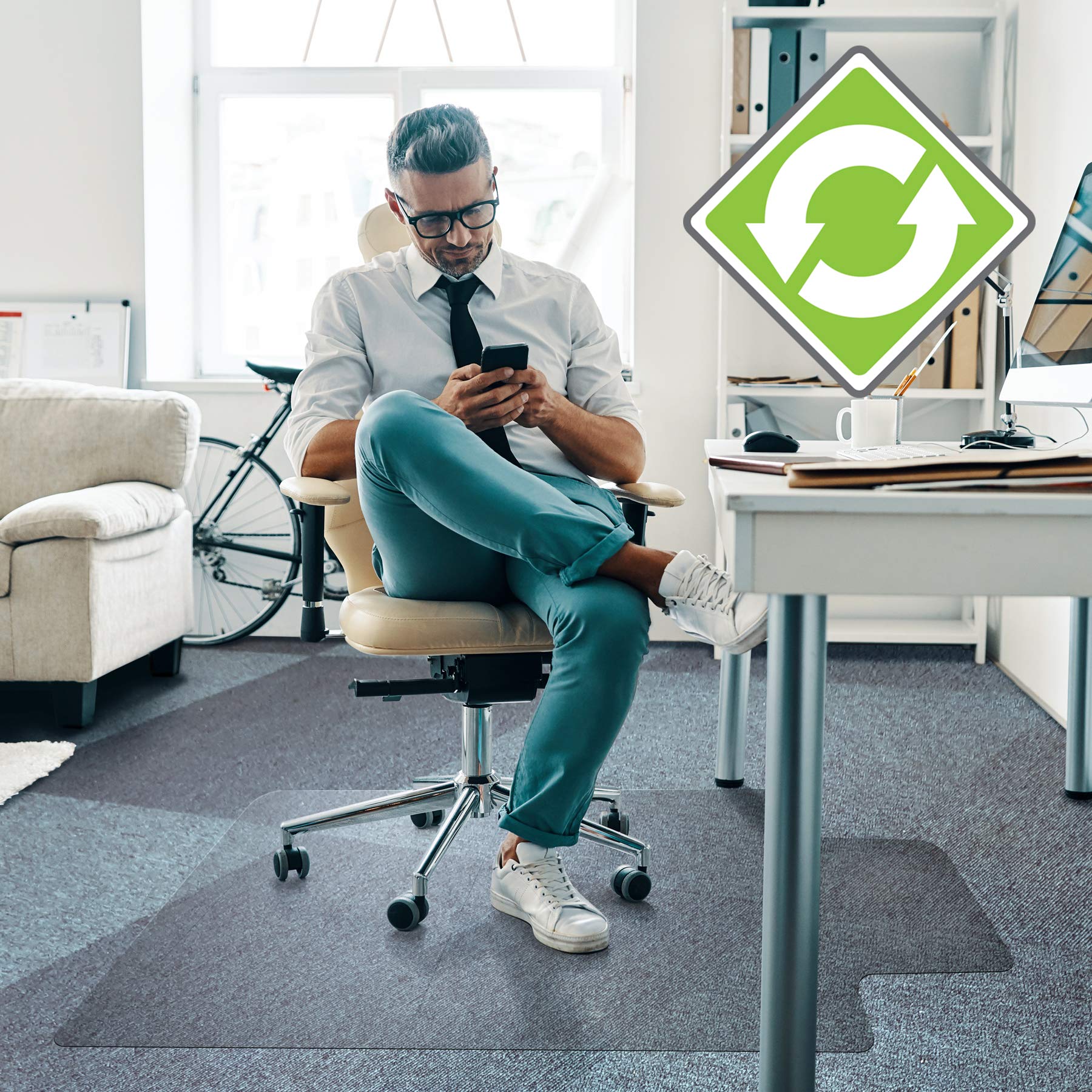 Floortex® Cleartex® Enhanced Polymer Lipped Chair Mat For Carpets Up To 3/8' - 48' X 51'