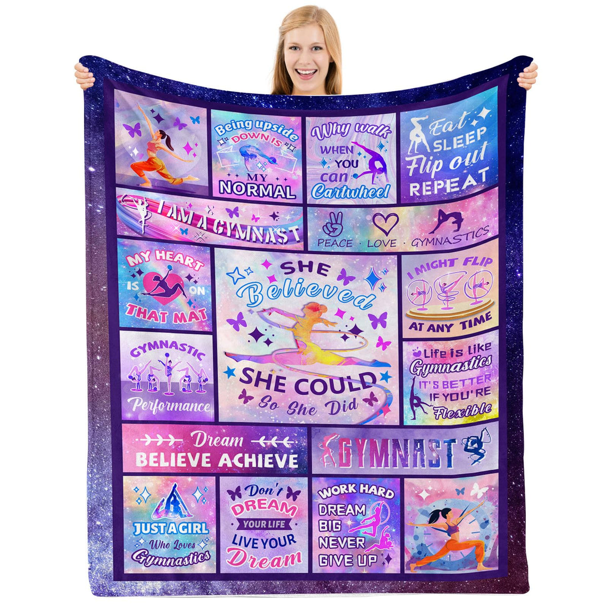 Piufam Gymnastics Gifts - Gymnastics Blanket - Gymnastics Gifts For Girls - Gymnastics Stuff - Gymnastics Stuff For Girls - Gift