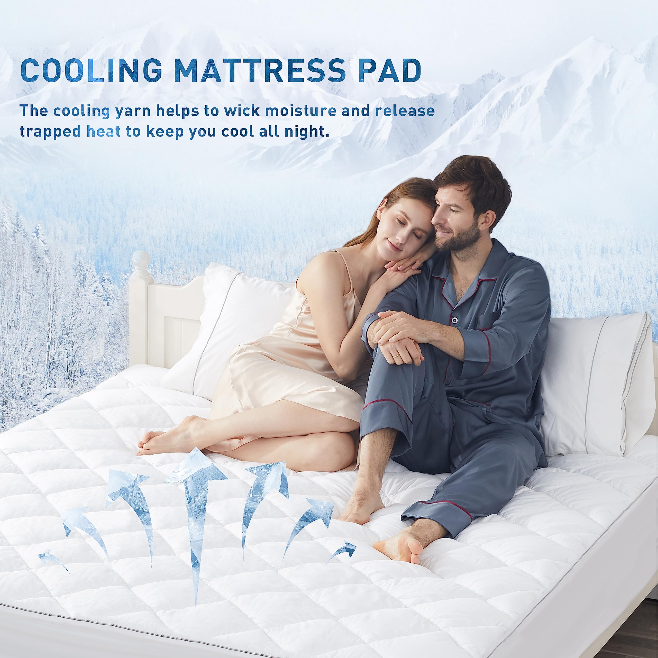 Sunflower Cooling Quilted California King Mattress Protector, Mattress Pad Cal King Chill Soft, Calking Mattress Cover, 18-22' Extra Deep Pocket Thin Version, Machine Washable Durable