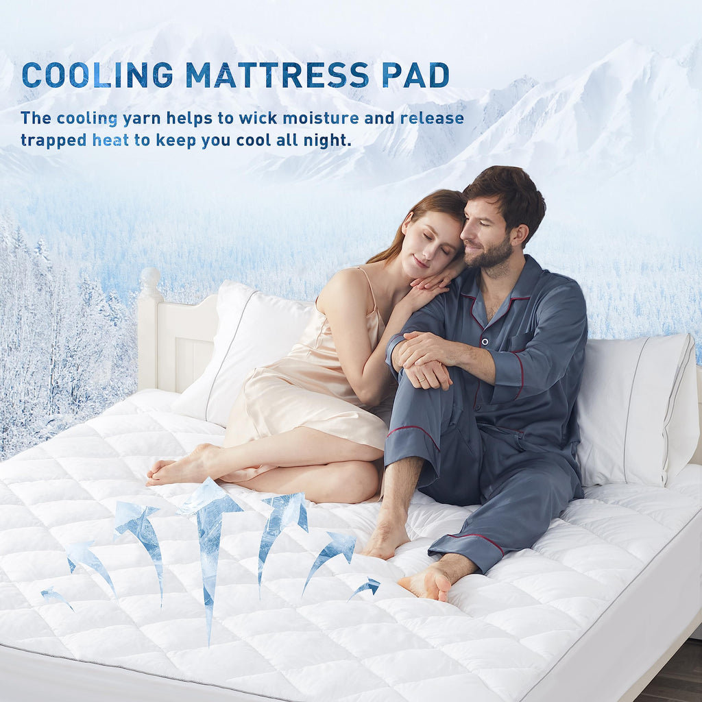 Sunflower Cooling Quilted King Mattress Protector, Mattress Pad King Chill Soft, King Mattress Cover, 18-22' Extra Deep Pocket Thin Version, Machine Washable Durable