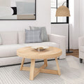 Plank+Beam Classic Round Coffee Table, 36 Inch Farmhouse Coffee Table, Rustic Mini Center Tables for Small Spaces, Small Living 