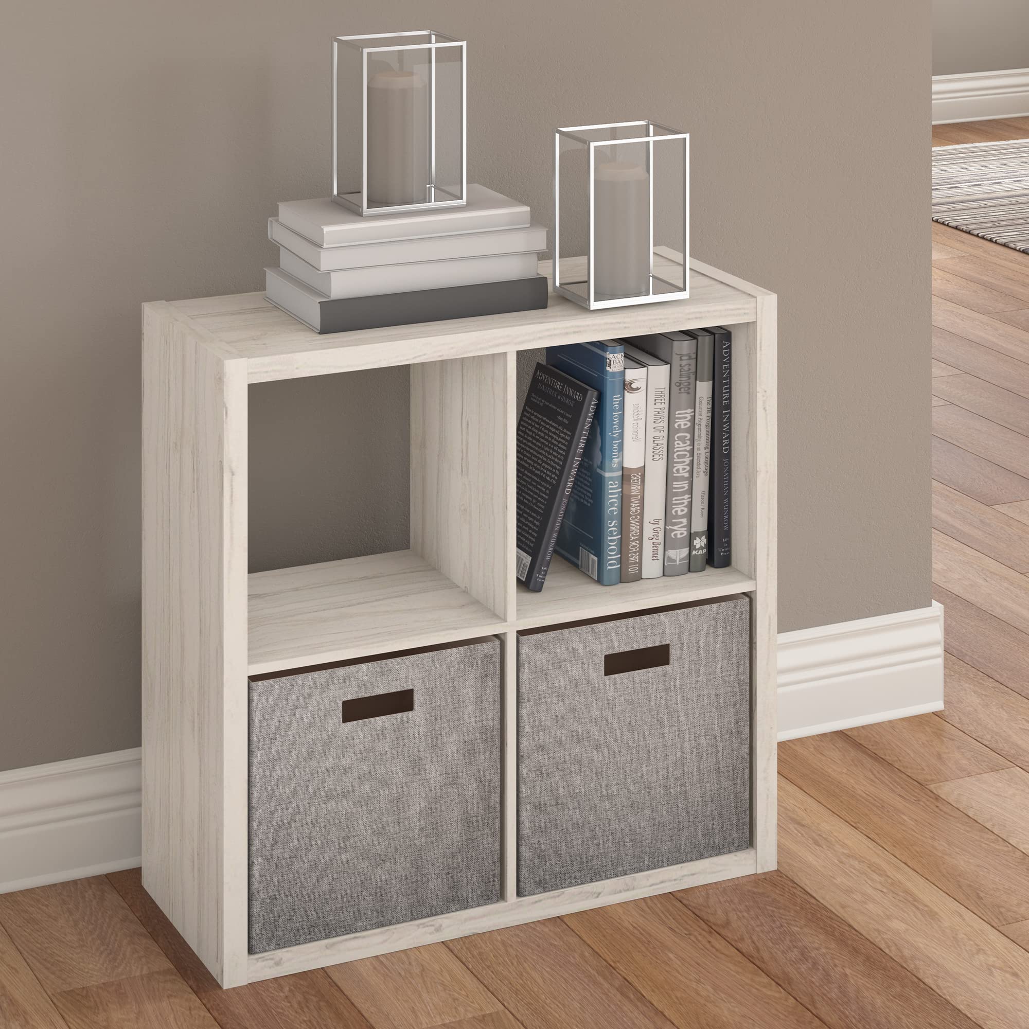 Closetmaid 4550 Decorative Open Back 4-Cube Storage Organizer, Bleached Walnut