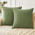 Miulee Pack Of 2 Couch Throw Pillow Covers 18X18 Inch Soft Sage Green Chenille Christmas Pillow Covers For Sofa Living Room Soli
