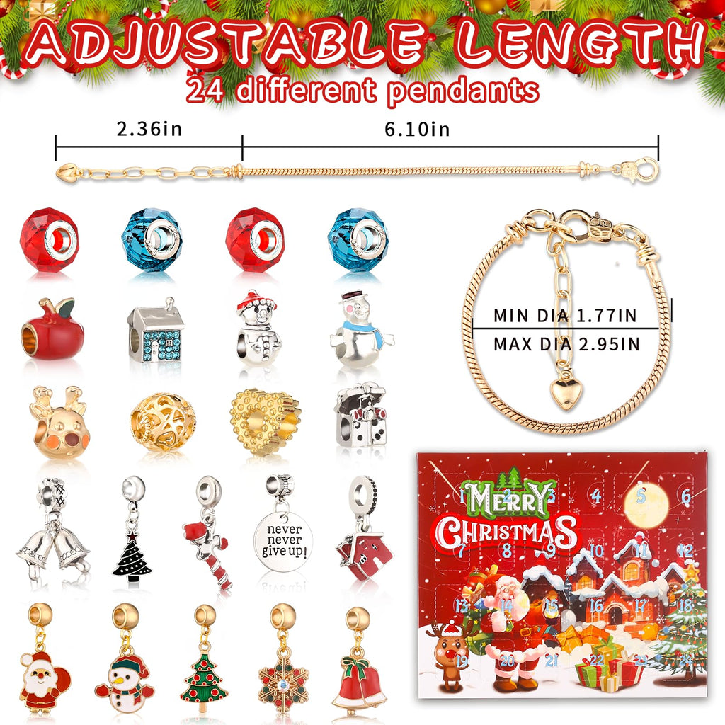 Advent Calendar 2023 Christmas Bracelet, 24 Days Christmas Countdown Calendar With Diy Bracelets Set, Advent Calendars Christmas