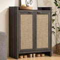 SICOTAS 41  Tall Shoe Cabinet, 24 Pair Shoe Storage Cabinet with Doors and 6-Tier Shelves, Rattan Shoe Cabinet Storage for Entry