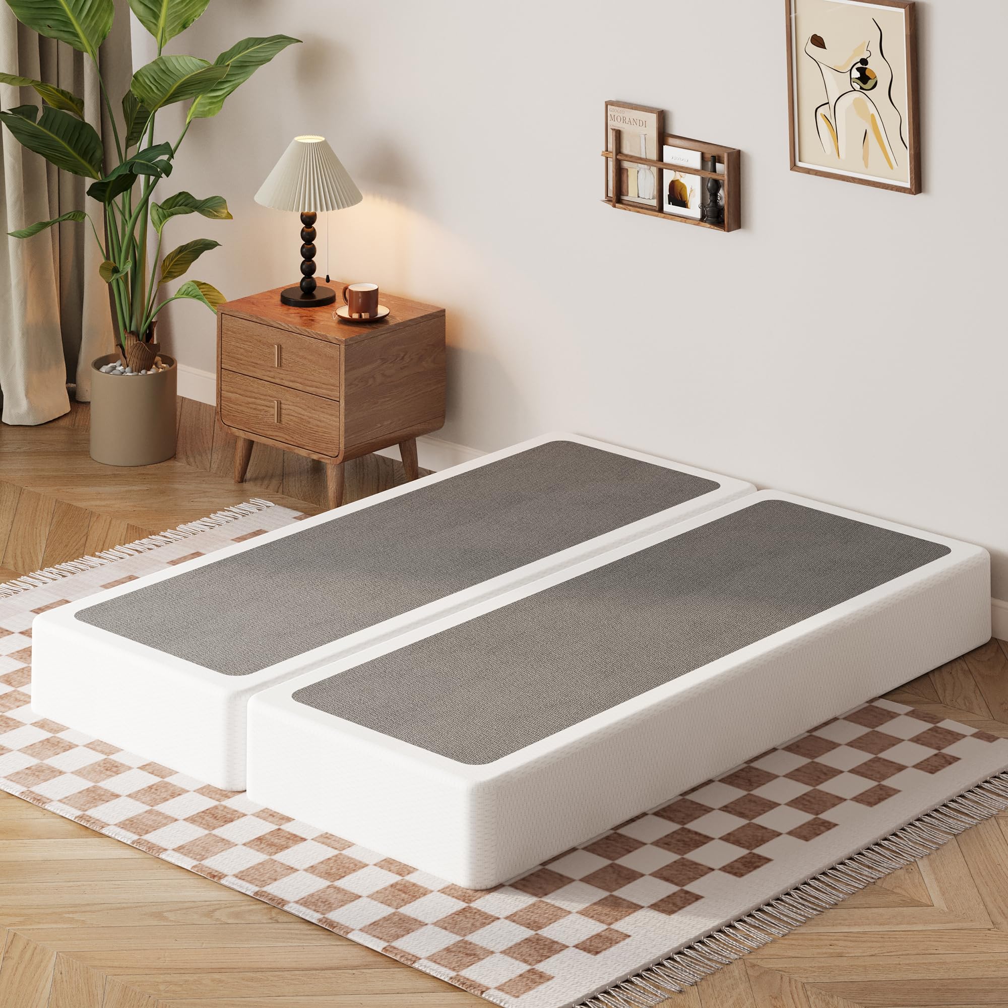 EMODA 7 Inch Split Full Size Box Spring Bed Base, 3500LBS Heavy Duty Metal Box Spring Full Mattress Foundation with Fabric Cover