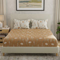 Huesland By Ahmedabad Cotton 144 Tc Cotton Bedsheet For Double Bed King Size With 2 Pillow Covers | Tangerine Orange, White