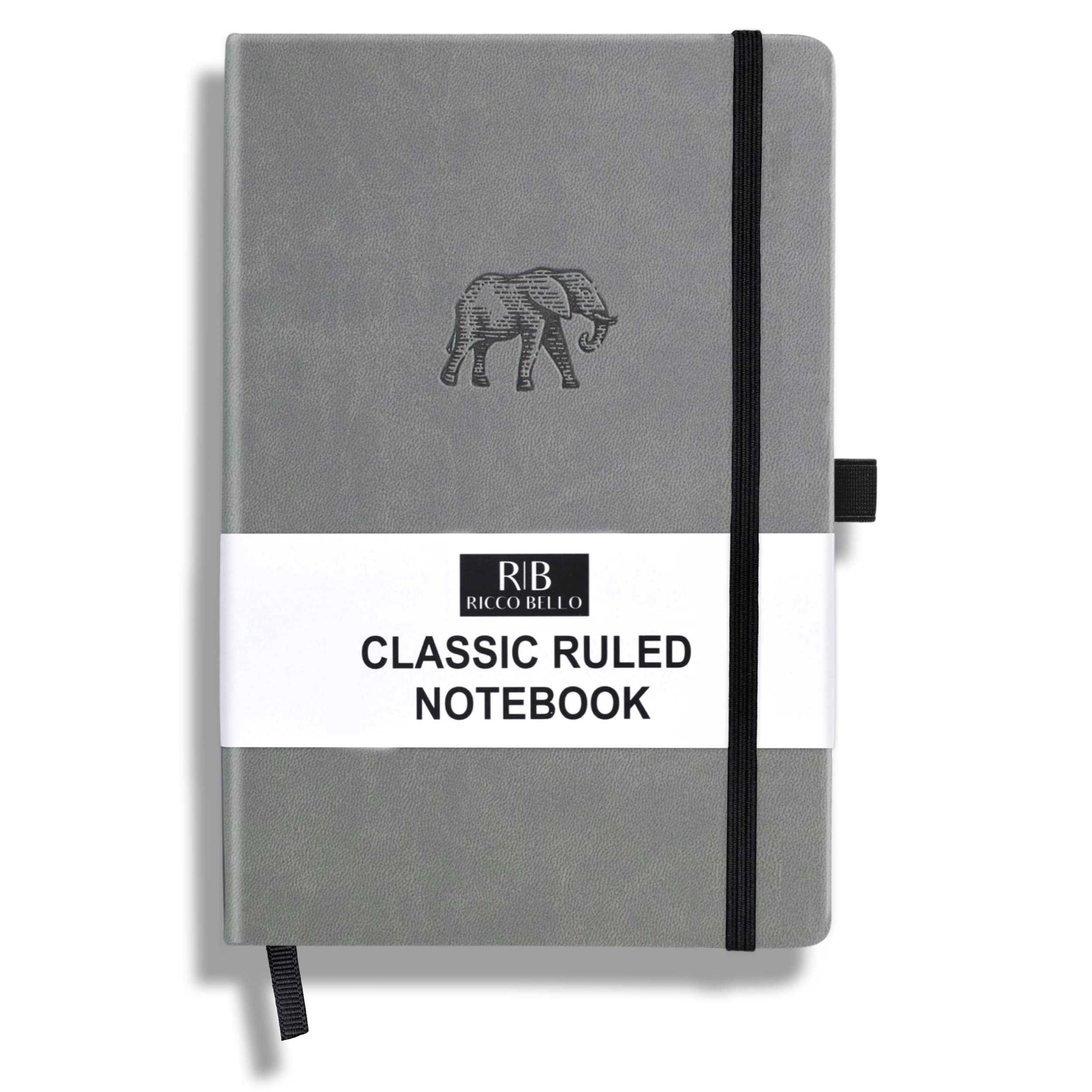 Ricco Bello Classic College Ruled Notebook | Faux Leather Hardcover Lined Writing Journal For Work, Home, School | 192 Lined Pag