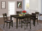 East West Furniture CALY5-CAP-LC 5 Piece Dining Set Includes a Rectangle Dinner Table and 4 Faux Leather Kitchen Dining Chairs, 36x60 Inch, Cappuccino