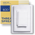 Thread Spread 100% Egyptian Cotton Printed Bed Sheets - 600 Thread Count 4 Pc California King Sheet Set, Hotel Luxury Bedsheets, 16' Deep Pocket Sheets For Cal King Size Bed - Pinstripe - Light Grey