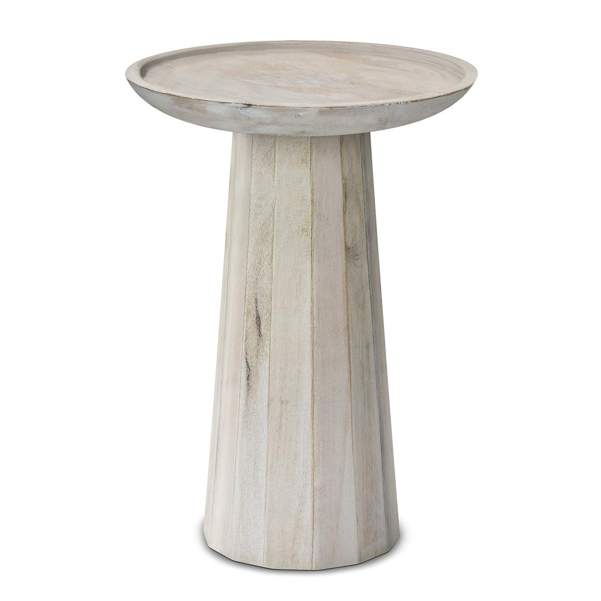 SIMPLIHOME Dayton SOLID MANGO WOOD 13 Inch Wide Round Wooden Accent Table in White Wash, Fully Assembled, For the Living Room and Bedroom