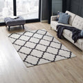 Modway Marja Moroccan Trellis 5X8 Area Rug With Lattice Design In Ivory And Charcoal