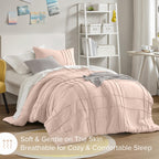 Comfort Spaces Blush Twin Size Duvet Cover Set - 2 Pieces Pintuck Pleated Duvet Cover Twin, All Season Lightweight, Extra Softness Pre-Washed Microfiber Twin Bedding Cover Shams, Twin/Twin Xl