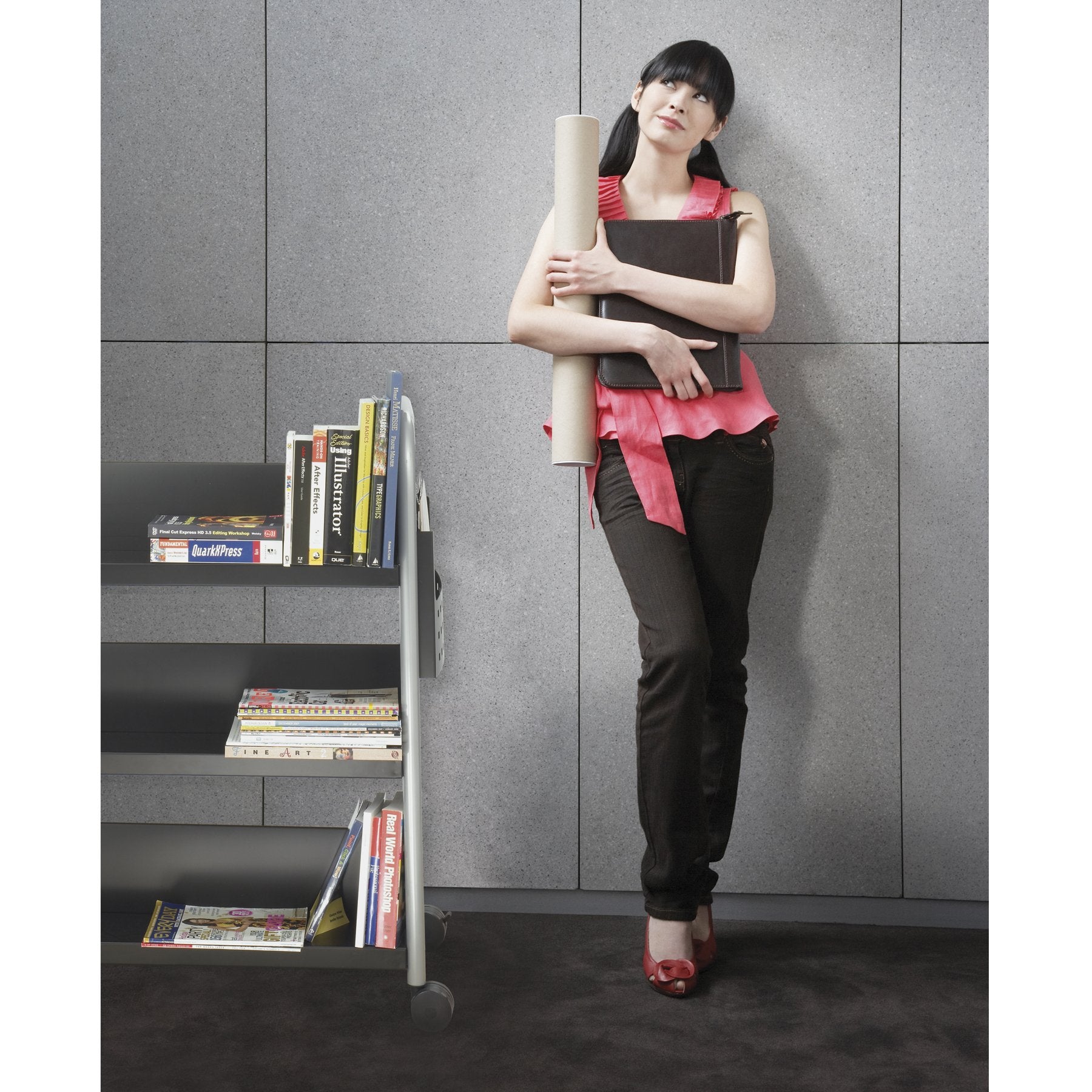 Safco Scoottm Single-Sided Steel Book Cart Cart,Book, Scoot,Bk (Pack Of 2)