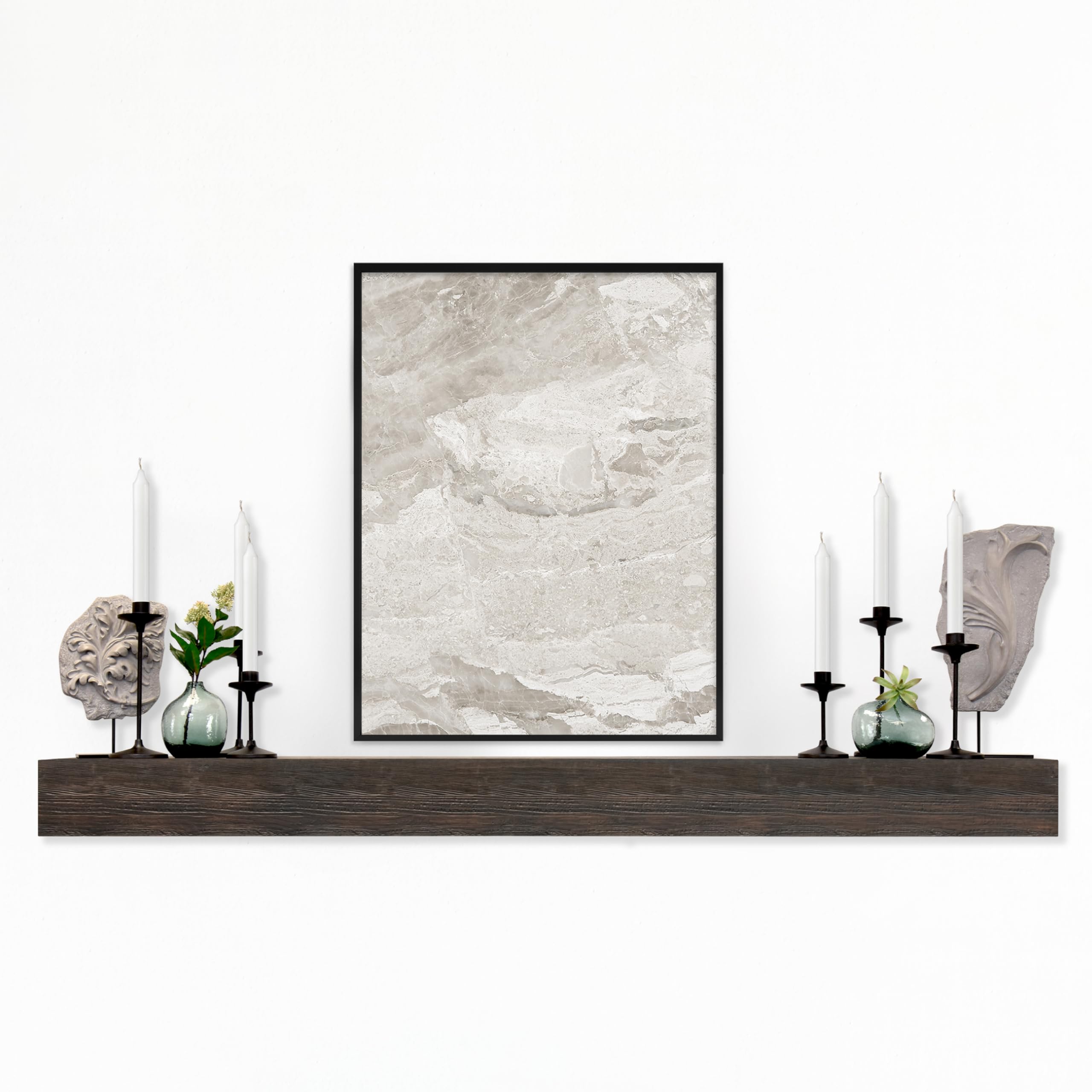 MCS 72-Inch Mantel, Master & Co Espresso Finish Solid Wood Floating Fireplace Mantel, Long Floating Shelf for Livingroom with Wo