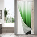 MitoVilla Emerald Green Ombre Waffle Small Stall Shower Curtain 36 x 74, No Hooks Needed Half Size Narrow Fabric Cloth Shower Cu