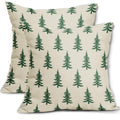 Aytipun Christmas Tree Pillow Covers 22X22 Set Of 2 Green Xmas Rustic Style Winter Print Decorative Outdoor Pillowcases Farmhous