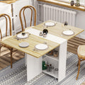 Tiptiper Folding Dining Table with 6 Casters, Drop Leaf Dining Table with Storage Shelves, Folding Kitchen Table for Small Apart