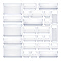 25 Pcs Clear Plastic Drawer Organizers Set, 4-Size Versatile Bathroom And Vanity Drawer Organizer Trays, Storage Bins For Makeup