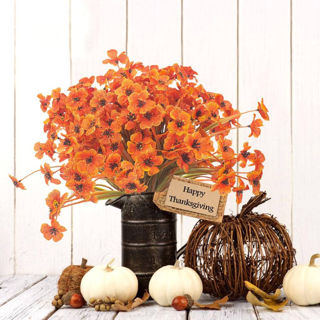 Artificial Fall Flowers For Outdoors, 20 Bundles Faux Plants No Fade Plastic Shrubs Autumn Decor Farmhouse Home Garden Thanksgiv