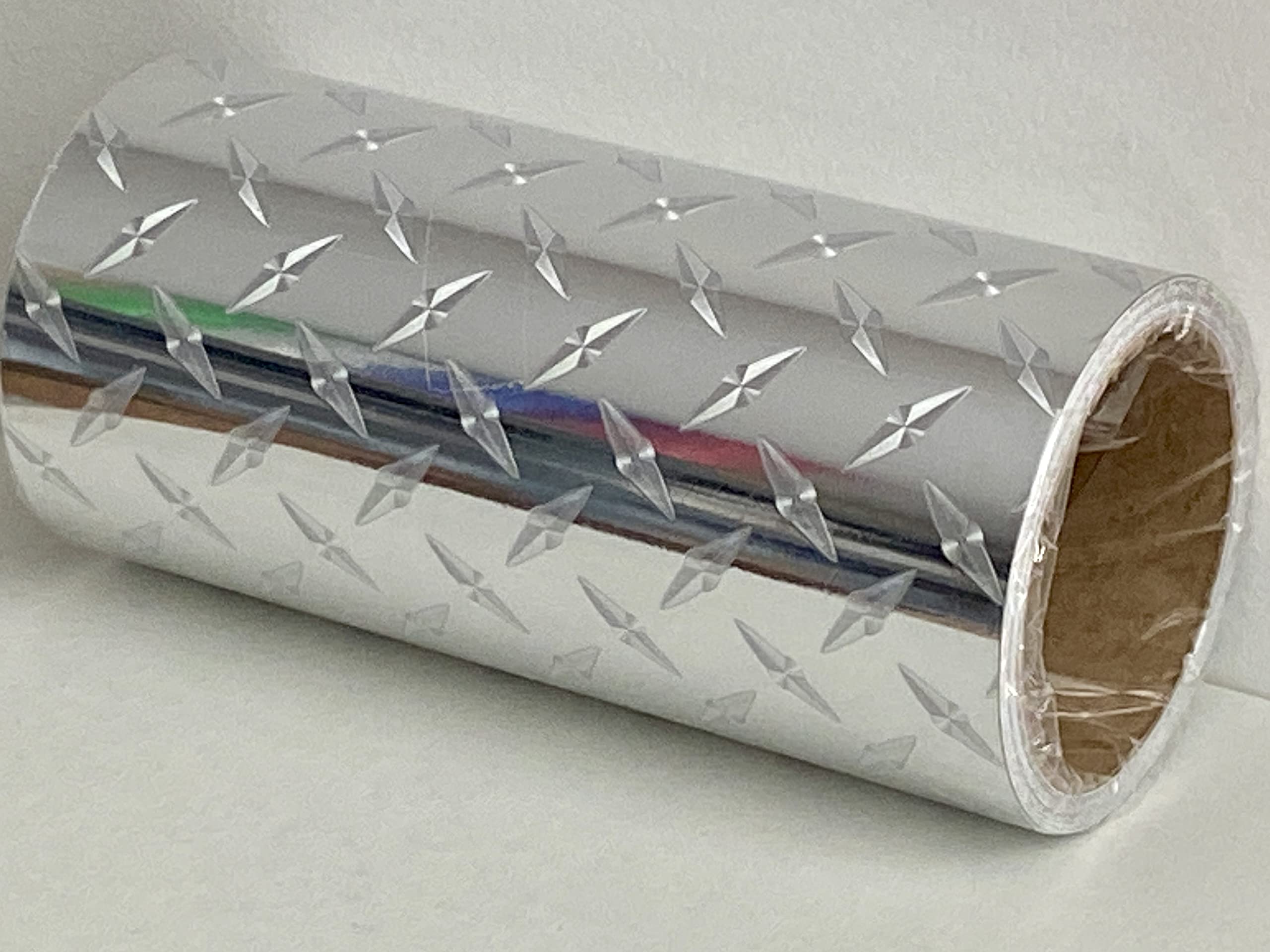 Roll Of Diamond Plate Classic Sign Vinyl, With Self-Adhesive (Silver, 12 Inch X 30 Ft)