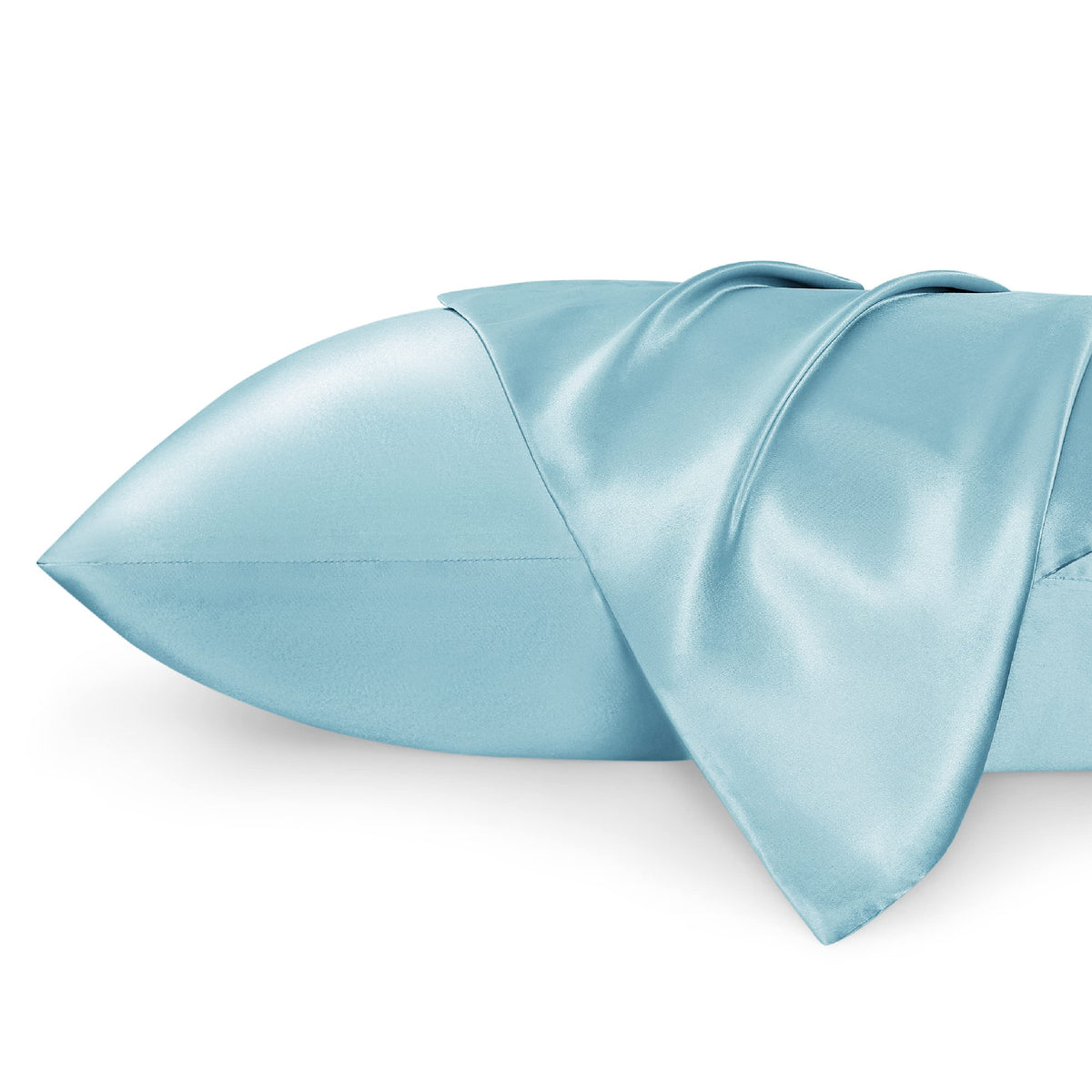Bedsure Satin Pillowcases Standard Set Of 2 - Light Blue Silk Pillow Cases For Hair And Skin 20X26 Inches, Satin Pillow Covers 2