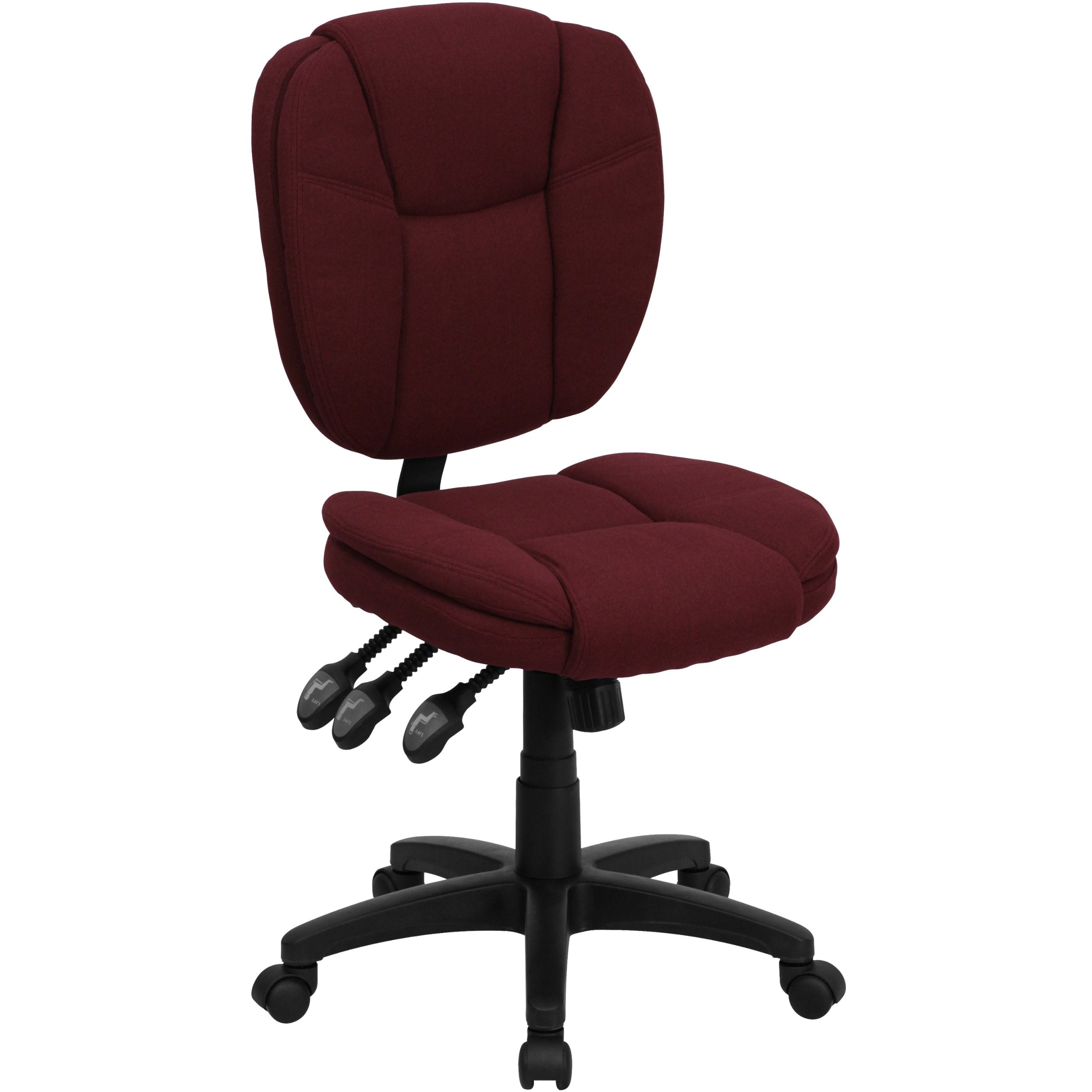 Flash Furniture Caroline Mid-Back Burgundy Fabric Multifunction Swivel Ergonomic Task Office Chair With Pillow Top Cushioning
