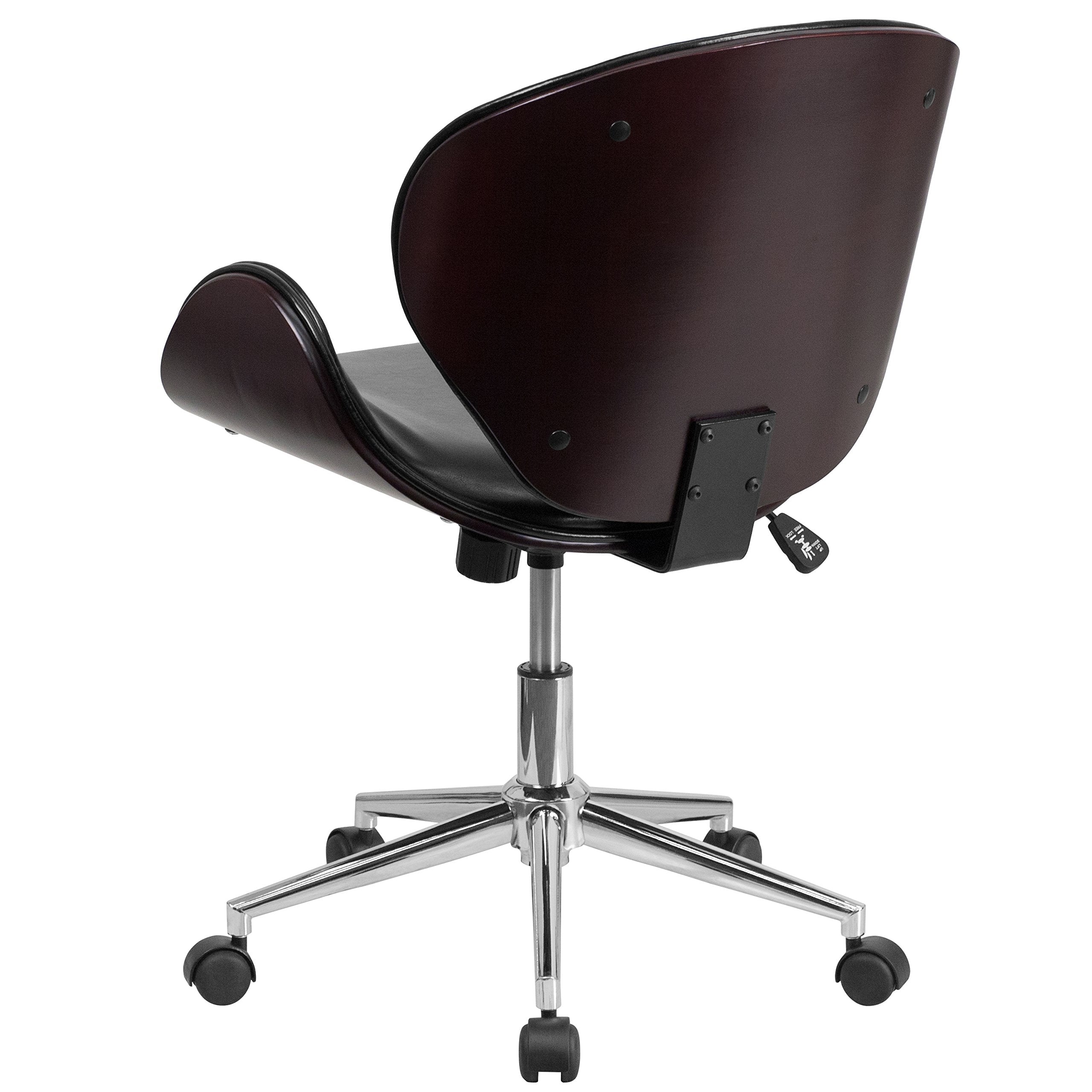 Flash Furniture Tana Mid-Back Mahogany Wood Conference Office Chair in Black LeatherSoft