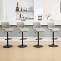 HeuGah Swivel Bar Stools Set of 4, Counter Height Bar Stools with Back, Adjustable Bar Stools 24 to 32, Gray Faux Leather Bar St