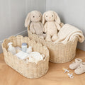 saiguomi Elegant Natural Rattan Baskets Set of 2, Scalloped Basket - Hand-Woven Rattan Storage Basket With Scalloped Edge 16x10x