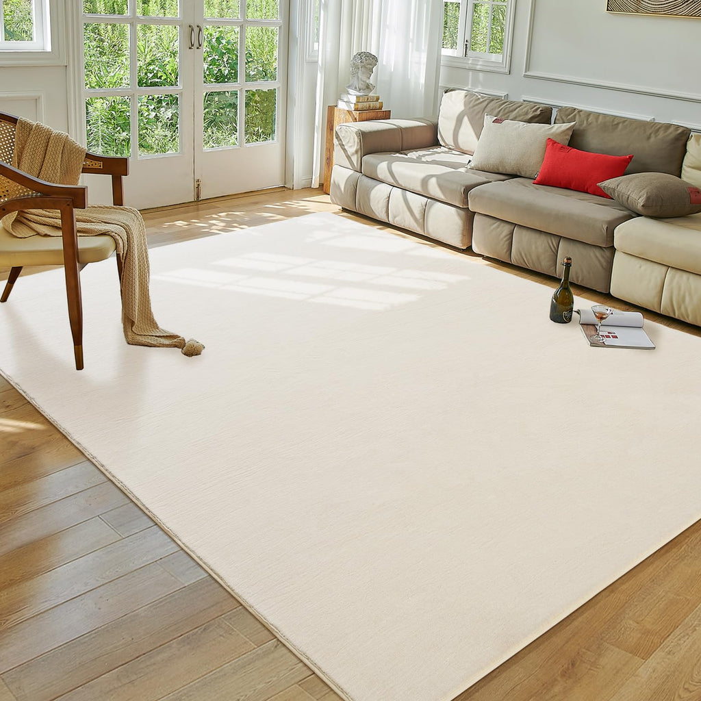 Softlife Carpet Living Room Rug, 6x9 Creamy White Washable Area Rugs for Bedroom, Soft Fluffy Fuzzy Carpet Bedside Rug Indoor No