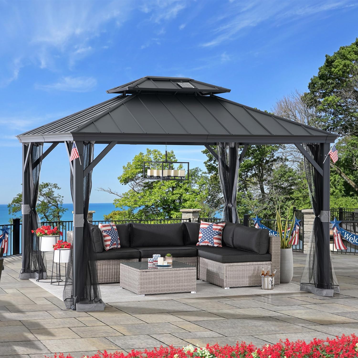 Merston 10 ft. x 12 ft. Solar Powered Hardtop Gazebo