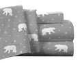 Pointehaven Flannel Deep Pocket Set With Oversized Flat Sheet, Full, Polar Bear