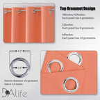 Dualife Light Coral Blackout Curtain Panels For Bedroom 45 Inch Length 2 Panels Set Solid Thermal Insulated Room Darkening Curta