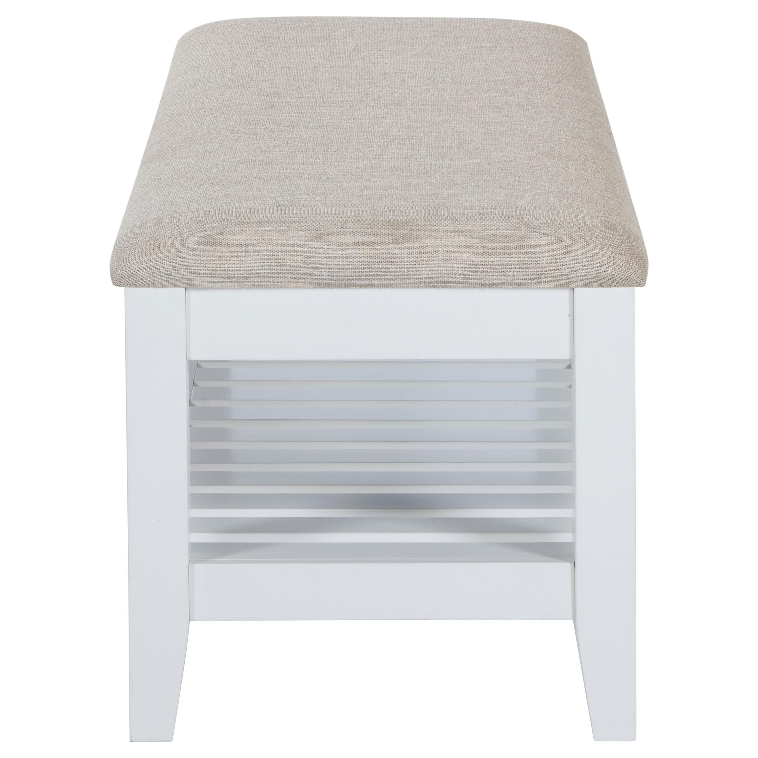 Coaster Home Furnishings Bexhill Upholstered Rectangular Bench with Shelf White