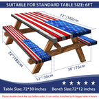 American Flag Picnic Table Cover With Bench Covers Set Wood Texture Waterproof Windproof Camping Rectangle Tablecloths Fitted Pi