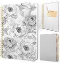Stanoha Cute Spiral Notebook Journal A5 Aesthetic Pretty Floral Design For Women Girls Kawaii With Pocket, 8.5 X 5.7 Inch, Rose