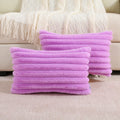Futei Purple Striped Decorative Throw Pillow Covers 12X20 Inch Set Of 2,Rectangle Spring Decorations Couch Lumbar Pillowcase,Sof