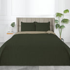 Easy-Going King Size Reversible Quilt Set With 1 Quilt And 2 Pillow Shams, Soft Bed Quilt Cover, Water Resistant Lightweight Microfiber Bedspread, Stain Resistant, Damask-Army Green/Beige