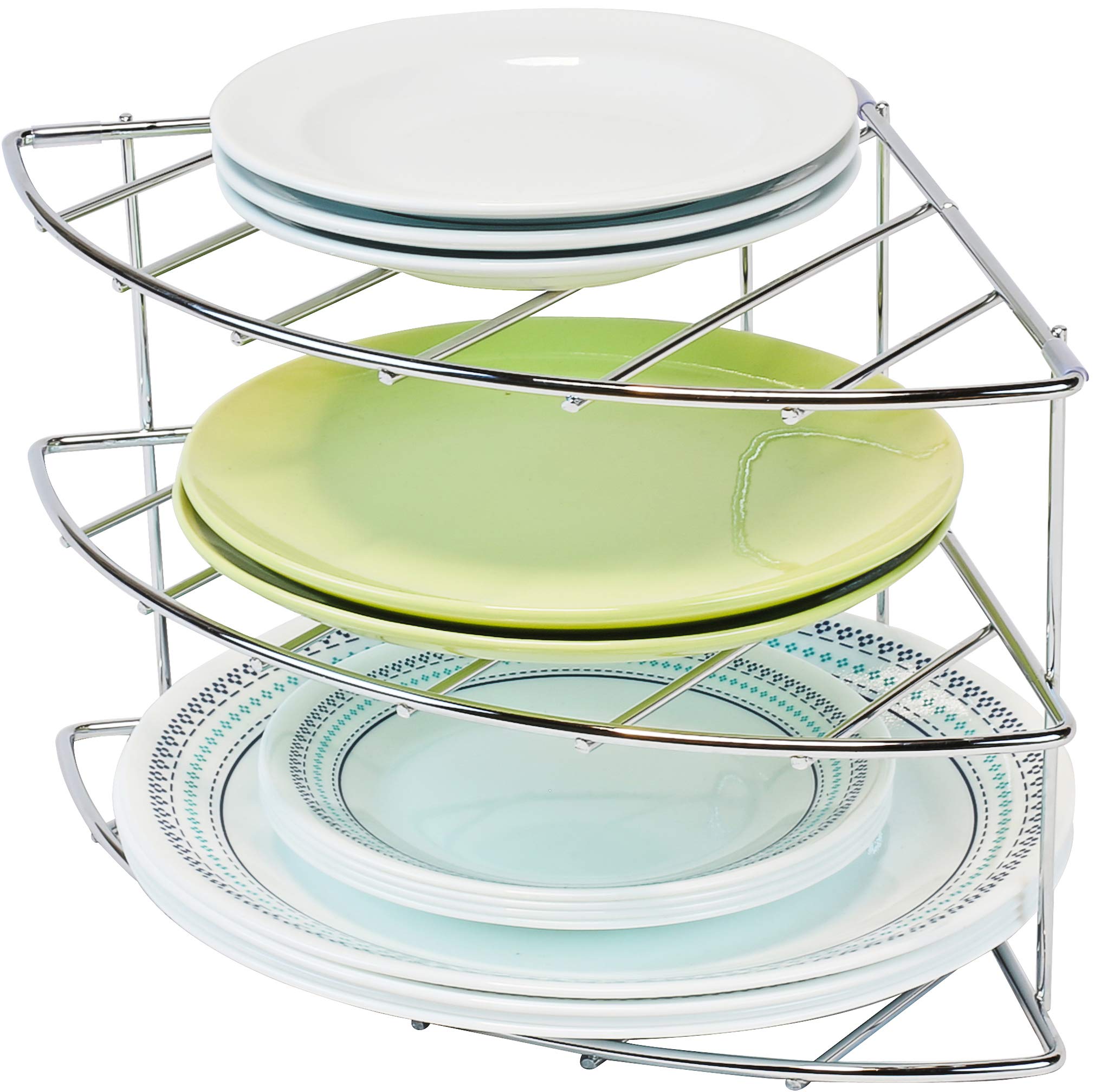 Deco Brothers 3-Tier Counter and Cabinet Corner Shelf Organizer, Chrome