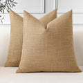 OTOSTAR Pack of 2 Throw Pillow Covers 24x24 Inch Linen Light Brown Pillowcases Farmhouse Decorative Solid Pillow Covers 60x60 cm