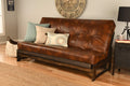 Kodiak Furniture Aspen Futon With Faux Leather Mattress In Saddle Brown