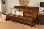 Kodiak Furniture Aspen Futon With Faux Leather Mattress In Saddle Brown