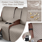 Kincam 100% Waterproof Recliner Loveseat Cover, Non-Slip Reclining Couch Covers For 2 Seat, Recliner Sofa Cover Furniture Protec