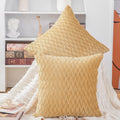 Madizz Set Of 2 Super Soft Velvet Decorative Throw Pillow Covers 22X22 Inch Khaki Square With Texture Luxury Style Cushion Case